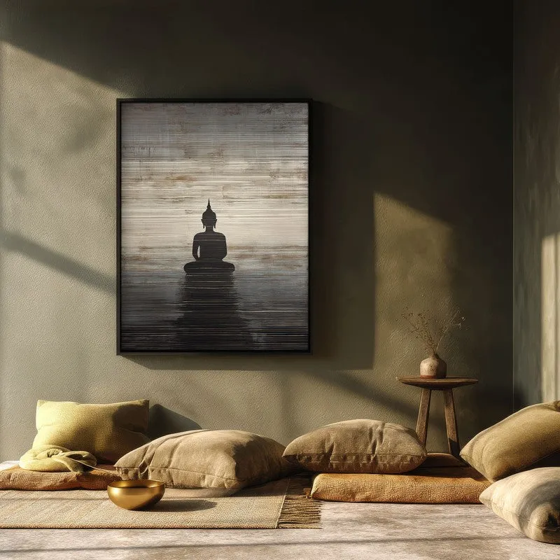 Enlightened Buddha Archival Paper Wall Painting With Black Frame media 3