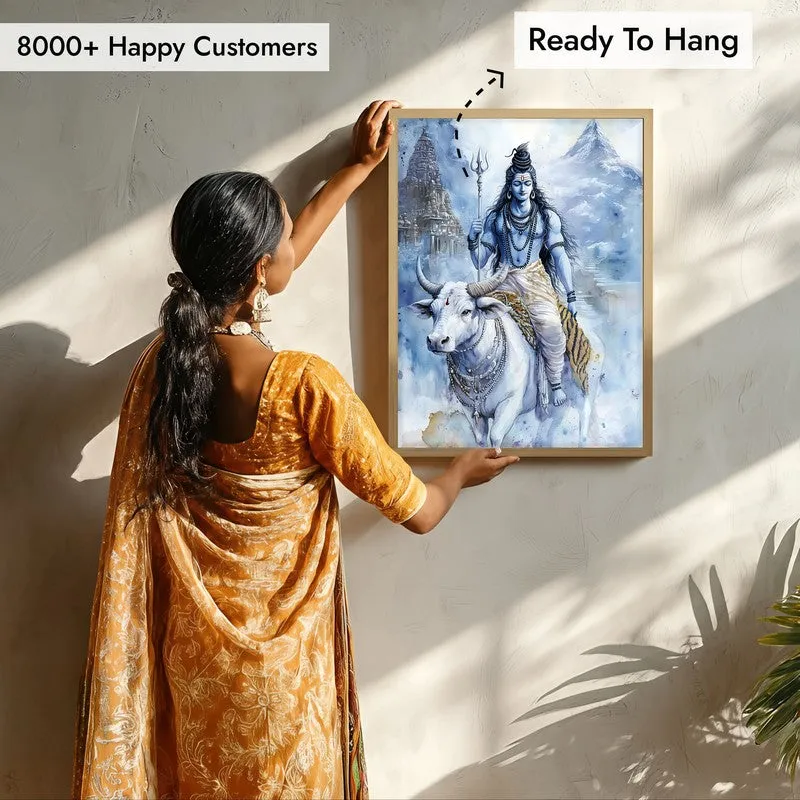 Nandivahana Spiritual Archival Paper Wall Painting - Natural Brown Frame media 7