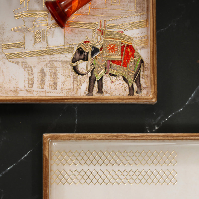 Haathi Parades Square Serving Tray - Set Of Two media 5