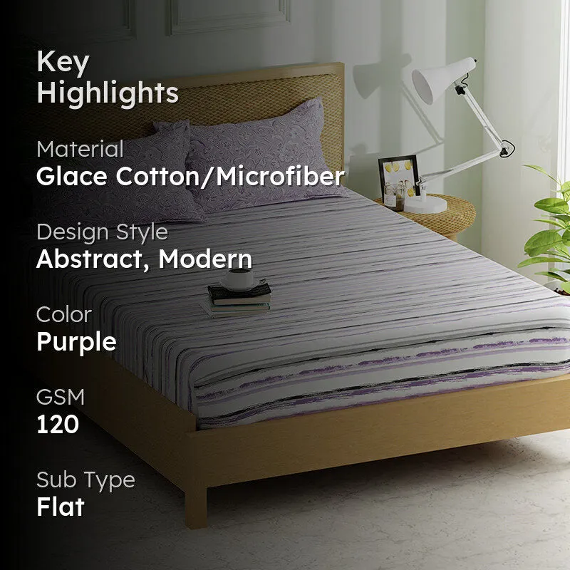 Pike Abstract Microfiber Bedsheet (Lavender) - 120 GSM media 2