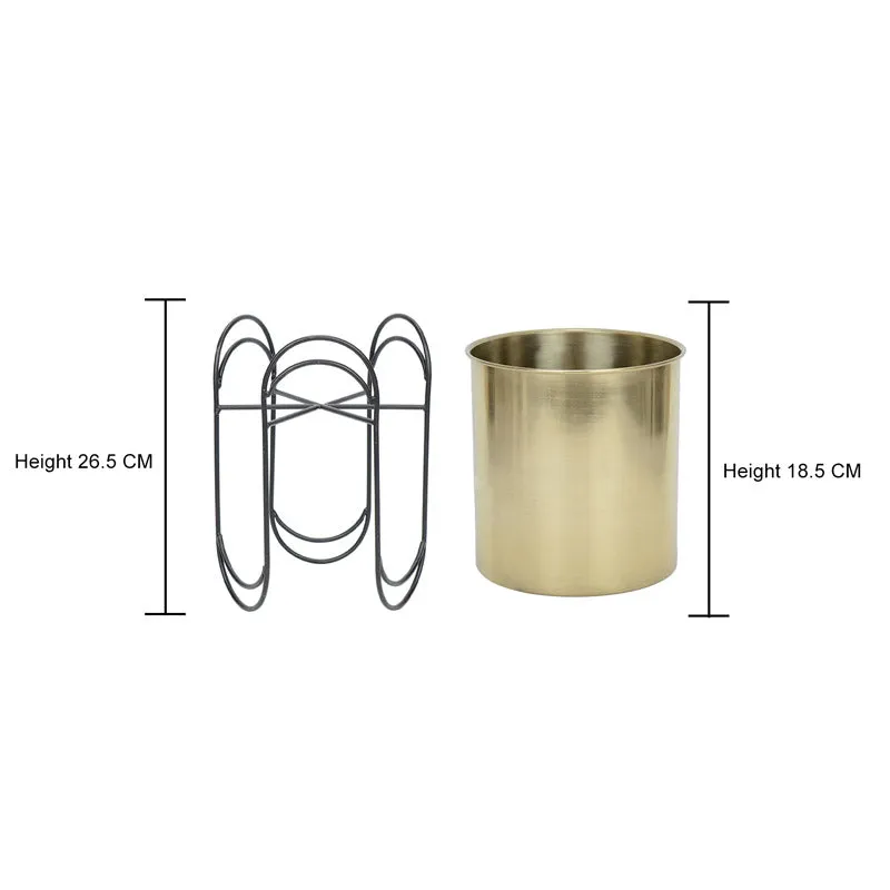 Vyra Stainless Steel Planter - Gold & Black media 5