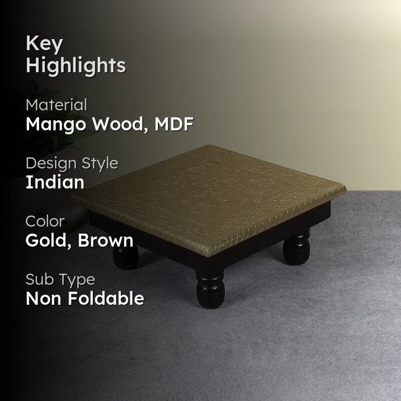 Zarokh Brass Finish Mango Wood & MDF Stool media 2