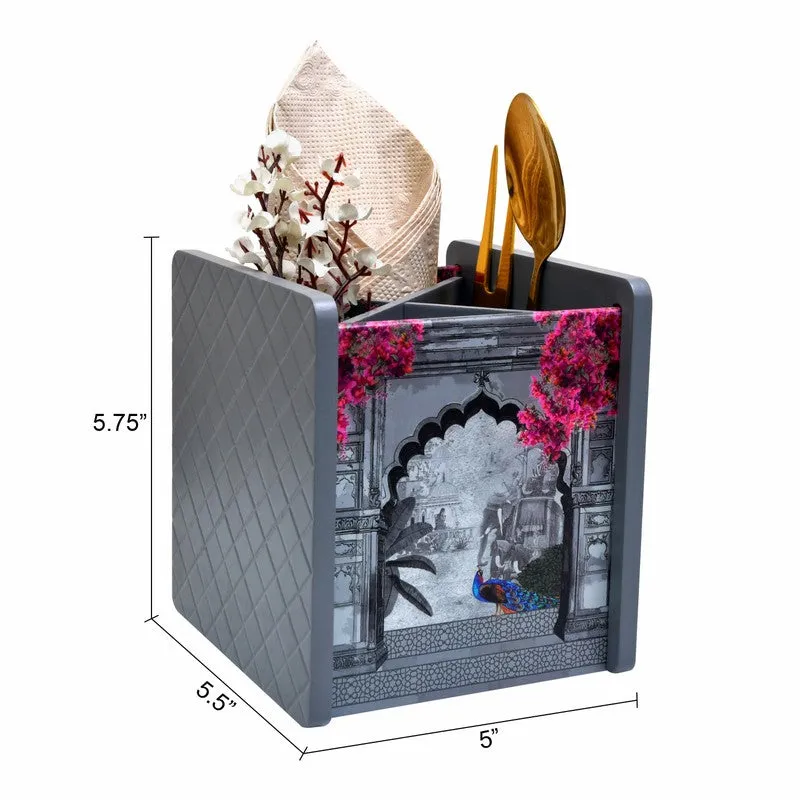 Classic Grey Wooden Cutlery Stand media 6