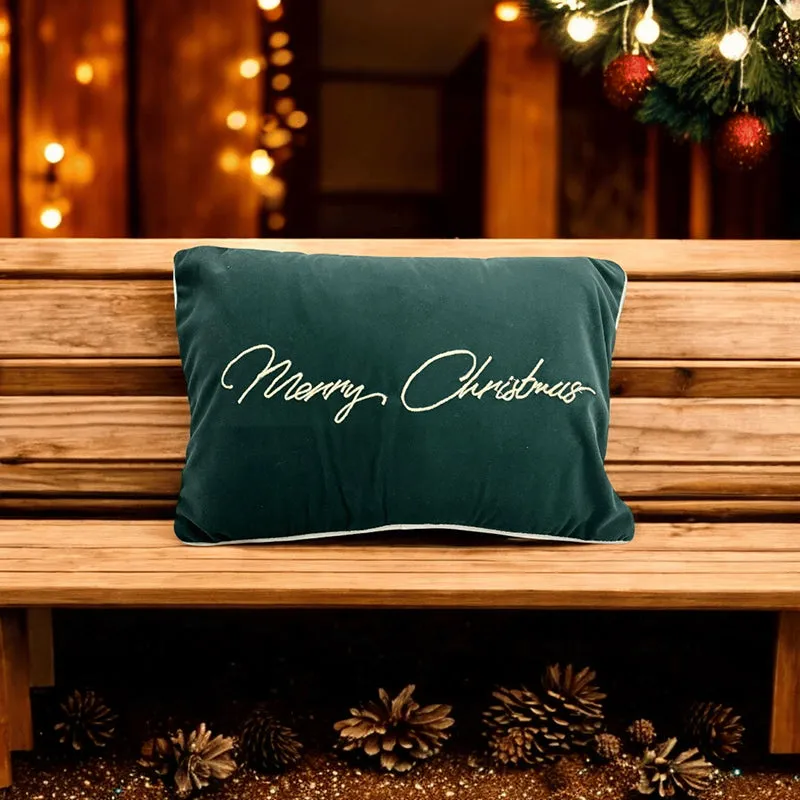 Gilded Greetings Velvet Christmas Cushion Cover - Rectangle media 1