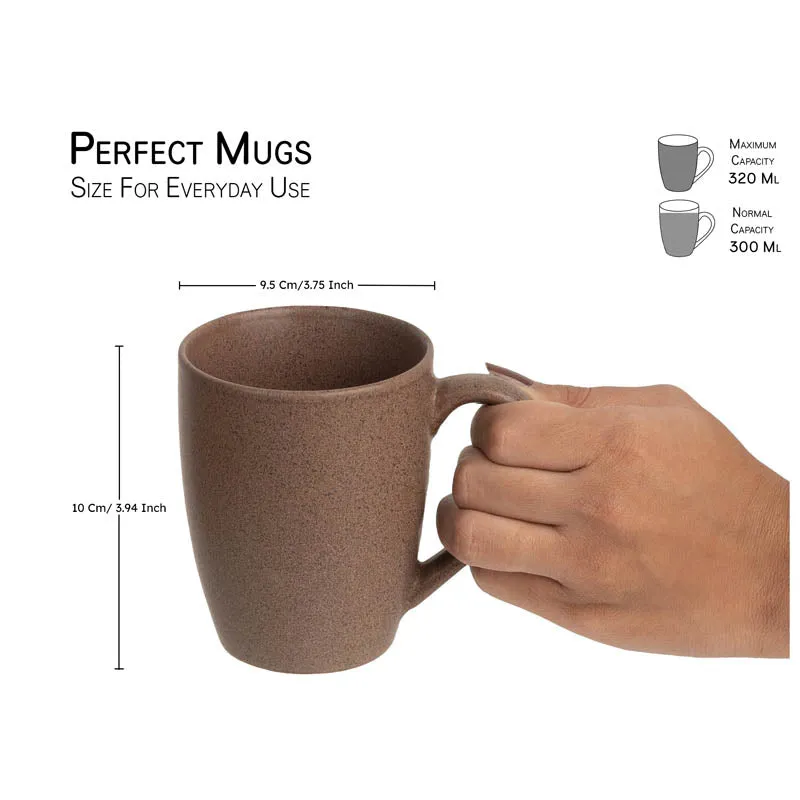 Sip & Style Ceramic Coffee Mug (Brown/300 mL Each) - Set Of Six media 3