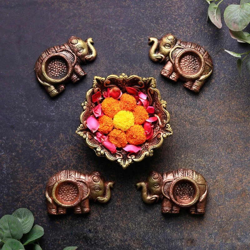 Elephant Tea Light Holder - Set Of Four media 3