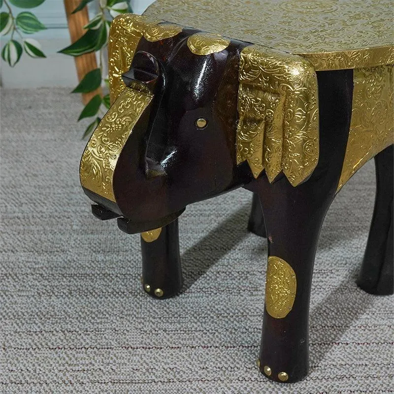 Gajendra Ethnic Wooden Stool media 3