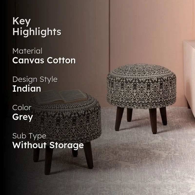 Solace Canvas Cotton Ottomans (Black) - Set Of Two media 2