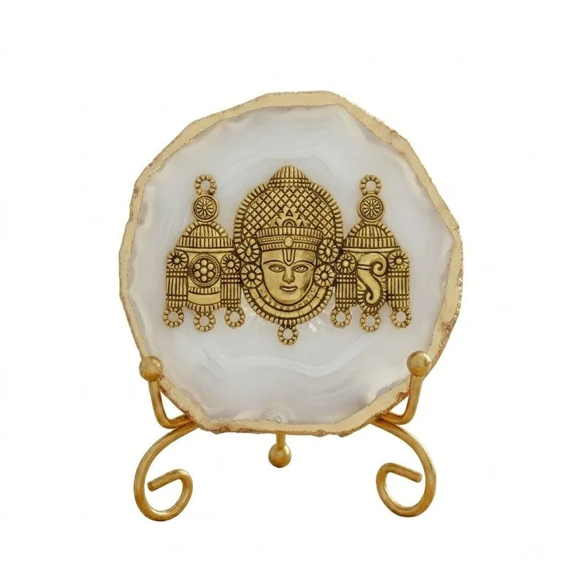 Mahalakshmi Agate Showpiece With Stand - White media 3