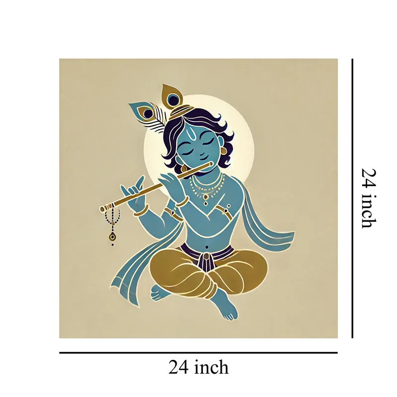 Baby Krishna Playing Flute Wall Painting media 8