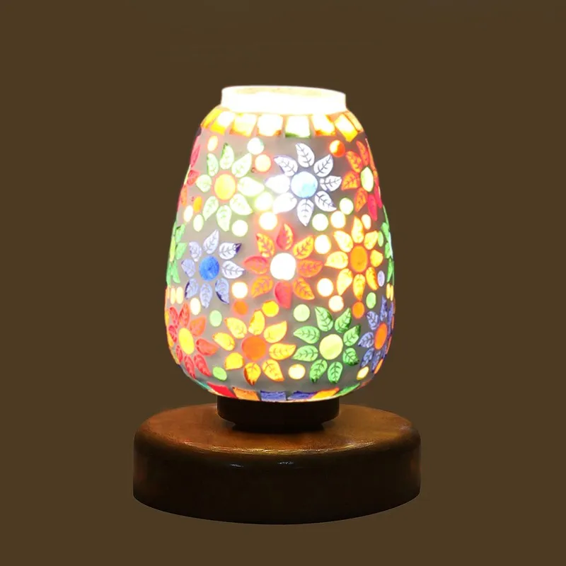 Oryvia Glass Table Lamp With Wooden Base - Multicolor media 7