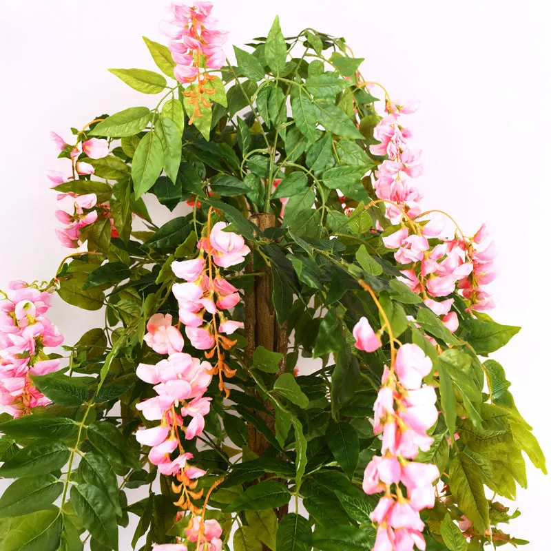 Verdiq Artificial Flowering Plant With Black Plastic Pot (Pink) - 6 Feet media 6