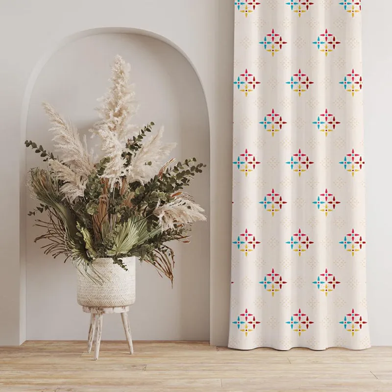 Urban Space Mosaic Curtain (Blue & Red) - Set Of Two media 3