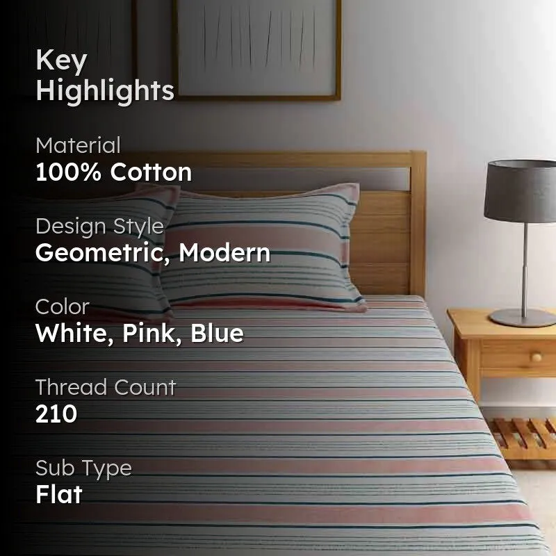 The Lovely Stripes Cotton Bedsheet - 210 TC media 2