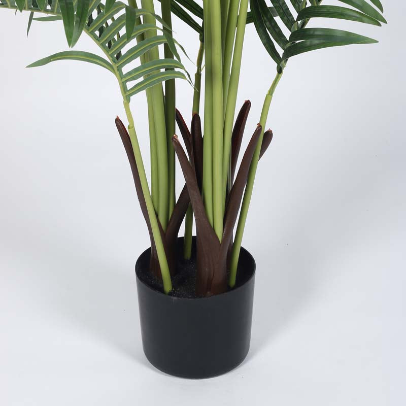Faux Lush Areca Plam Plant With Black Plastic Pot - 6.6 Feet media 5