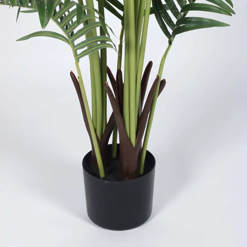 Faux Lush Areca Plam Plant With Black Plastic Pot - 6.6 Feet media 5