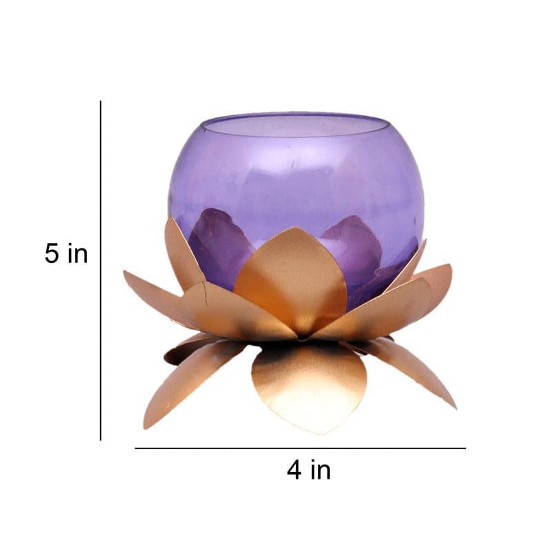 Lotus Tealight Candle Holder (Purple) - Set Of Two media 3