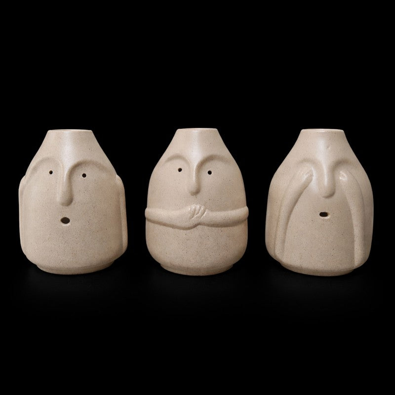 Whimsy Face Ceramic Vase - Set of Three media 4
