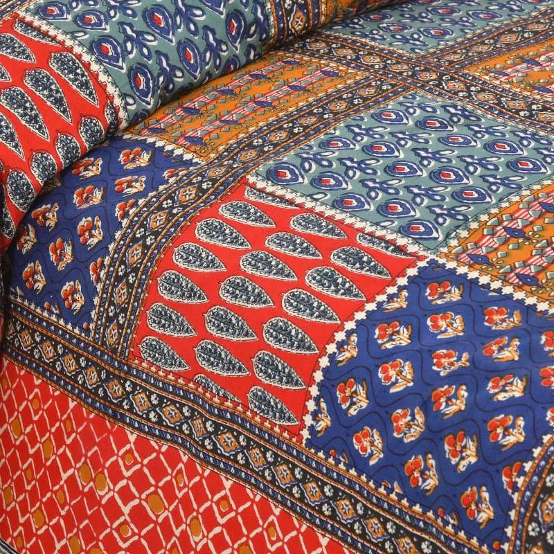 Jarda Applique Print Cotton Bedsheet (Orange) - 180 TC media 3