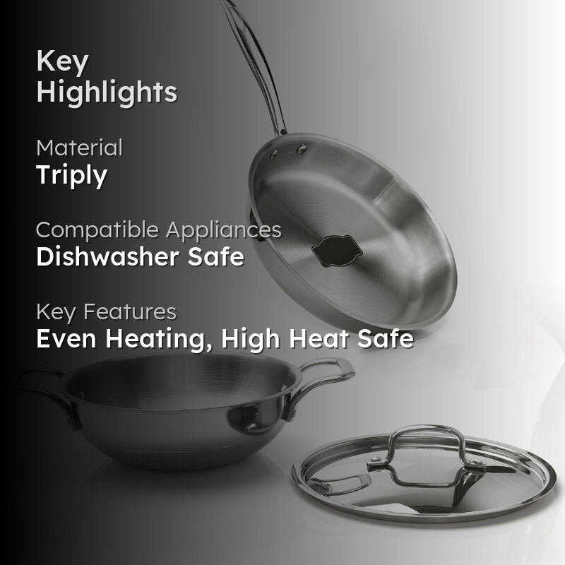 Zoraware Kadhai 2200 ML With Frying Pan & Lid (22 cm) media 2