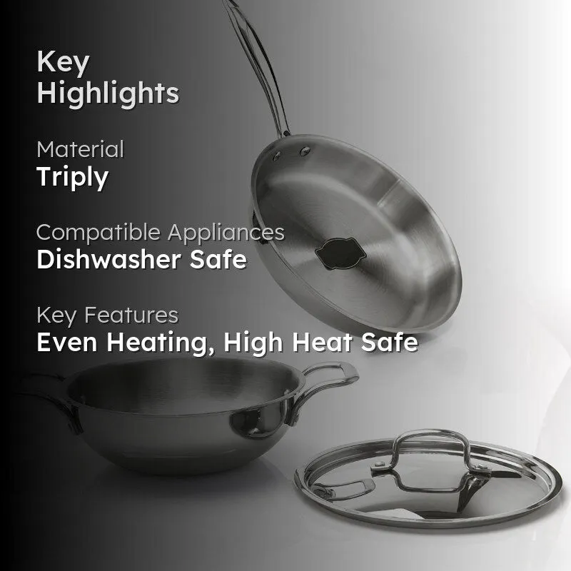 Zoraware Kadhai 2200 ML With Frying Pan & Lid (22 cm) media 2