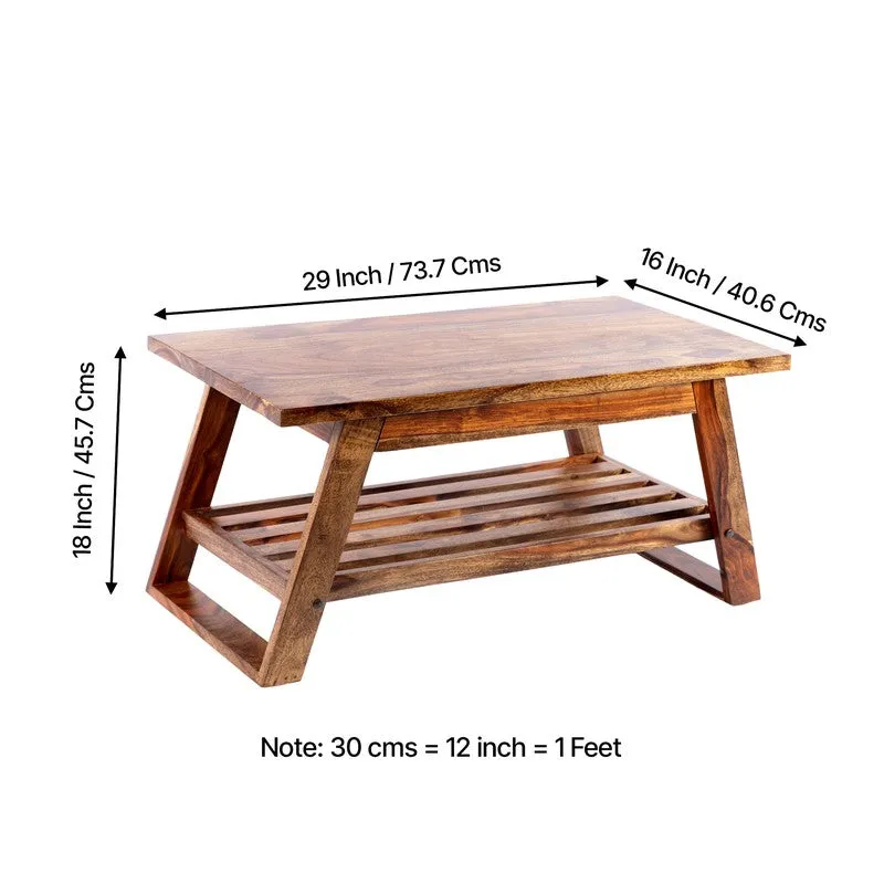 Axeron Sheesham Wooden Center Table - Light Brown media 12