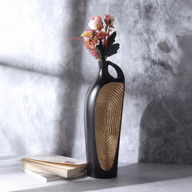 Alloy Art Vase - Black,Gold