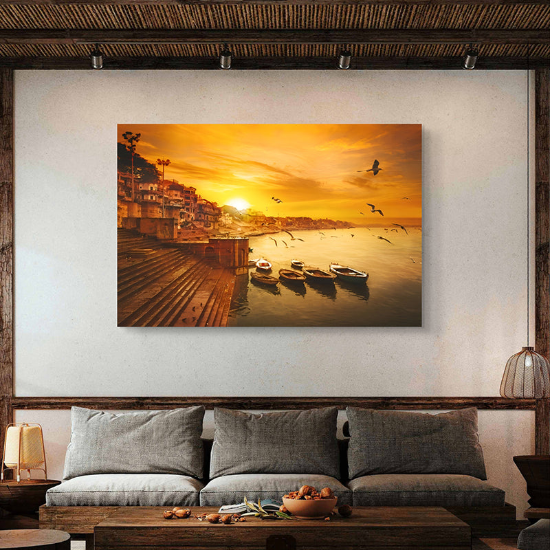 Sunset Ghats Wall Painting