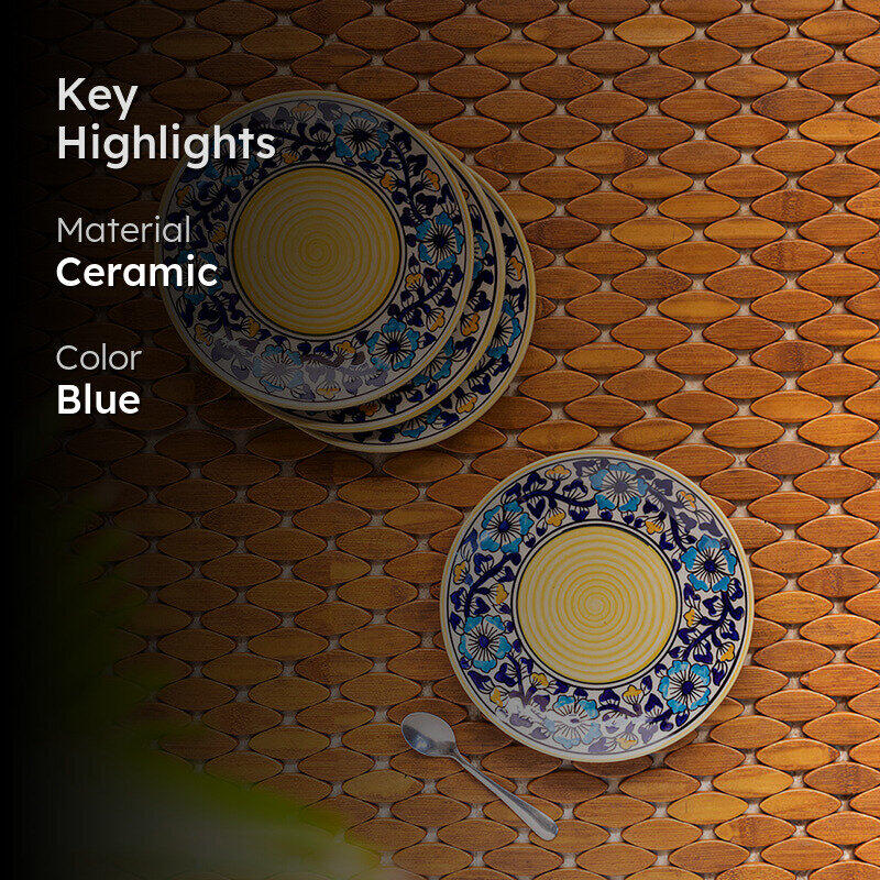 Indigo Garden Ceramic Quarter Plate - Set Of Four media 2