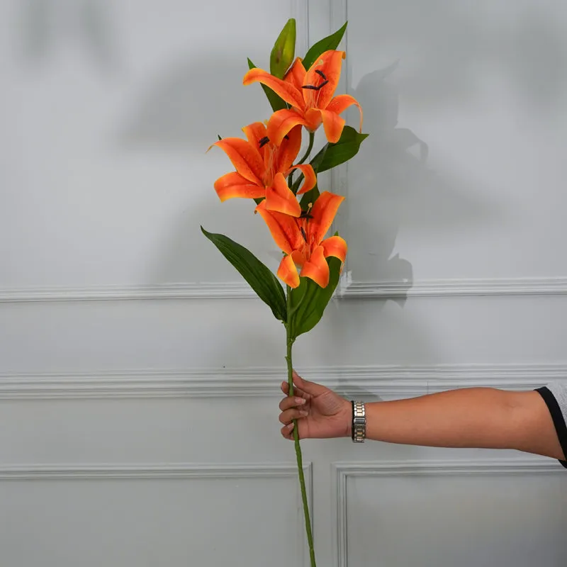 Faux Lily Flower Stick (Orange) - 39 CM media 1