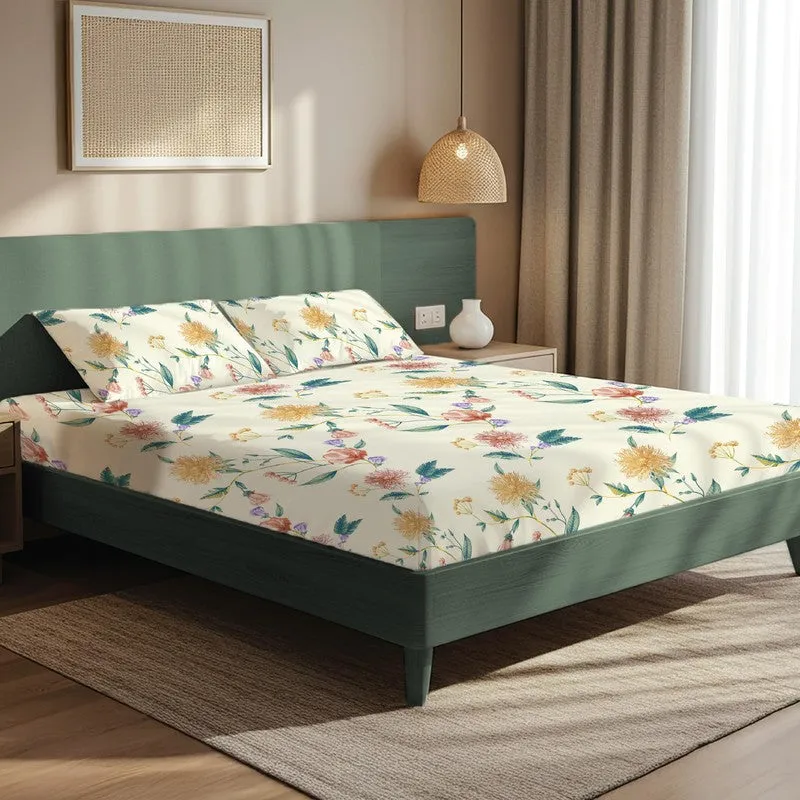 Mystic Petals Floral Cotton Bedsheets (Multicolor) - 200 TC media 1