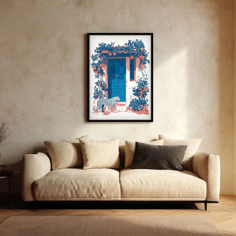 Sapphire Shade Canvas Wall Painting - Black Frame media 1