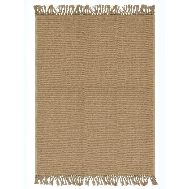 Saral Home Santra Anti-Slip Jute Cotton Area Rug with Fringe media 1