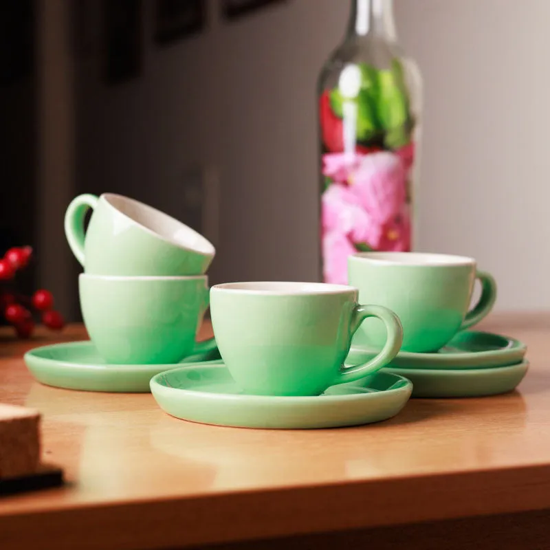 Blush & Brew Cup &Saucer (Mint/100 mL) - Eight Piece Set media 3