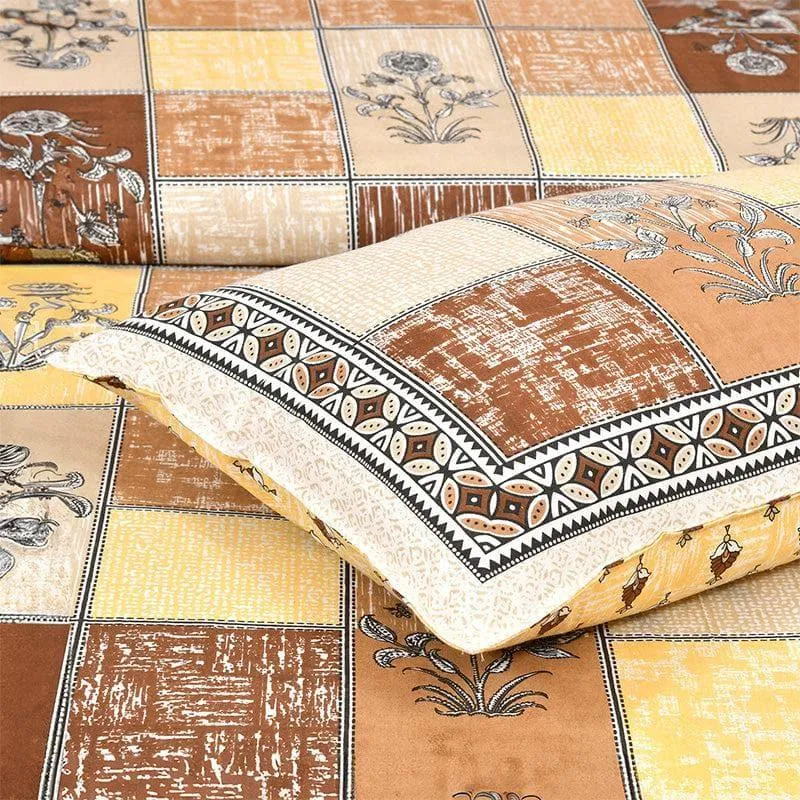 Girish Ethnic Cotton Bedsheet (Yellow) - 160 TC media 4