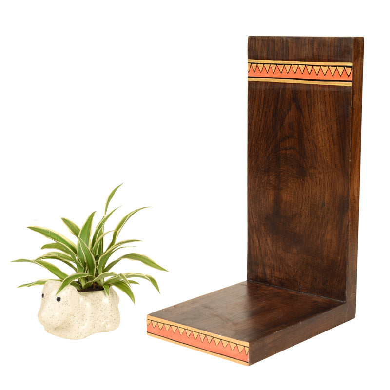 Parvari  Wooden Wall Shelf With Ceramic Planter - Set of Two media 3