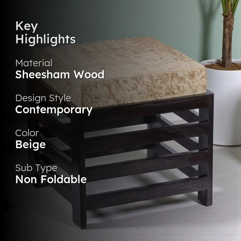 Vavex Sheesham Wooden Bench with Stool (Beige) - Two Piece Set media 2