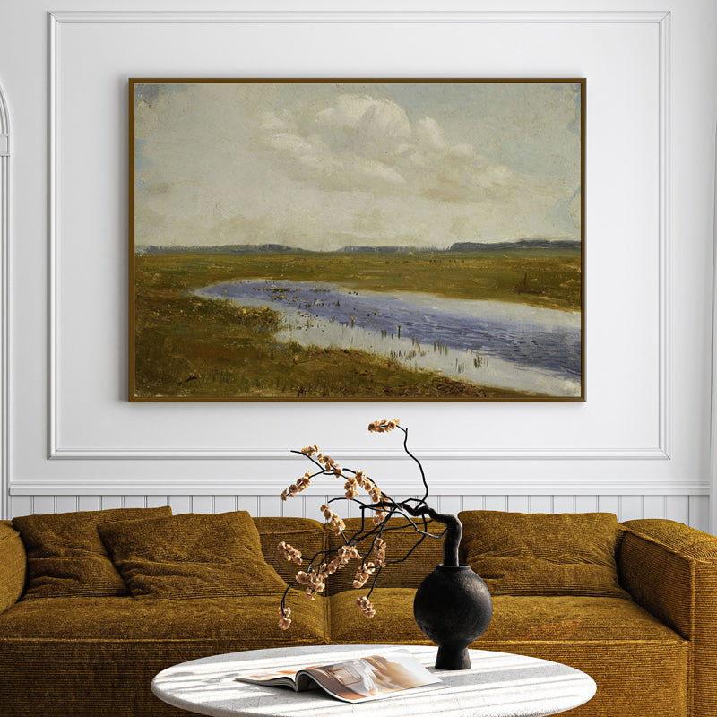 Splash OF Blue Wood Wall Art With Frame - Black