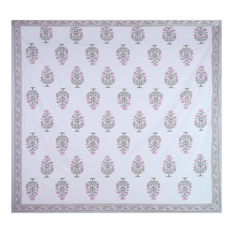 ShahiGuldaan Handblock Printed Cotton Bedsheet (Pink) - 400 TC media 7