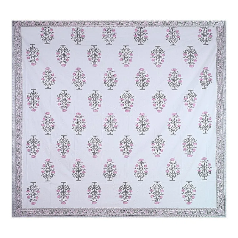 ShahiGuldaan Handblock Printed Cotton Bedsheet (Pink) - 400 TC media 7