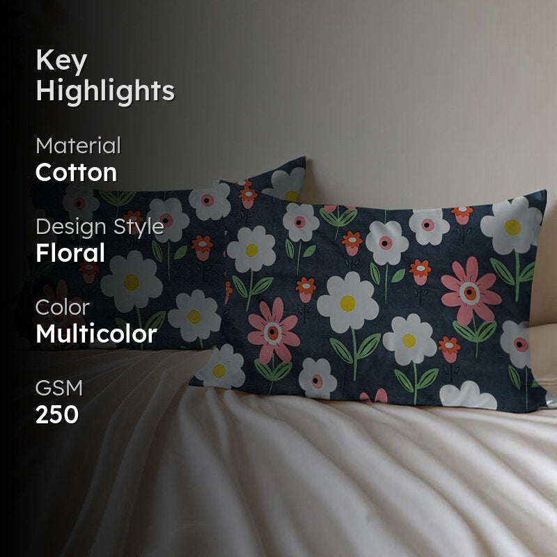Poppy Noir Cotton Pillow Cover - Set Of Two media 2