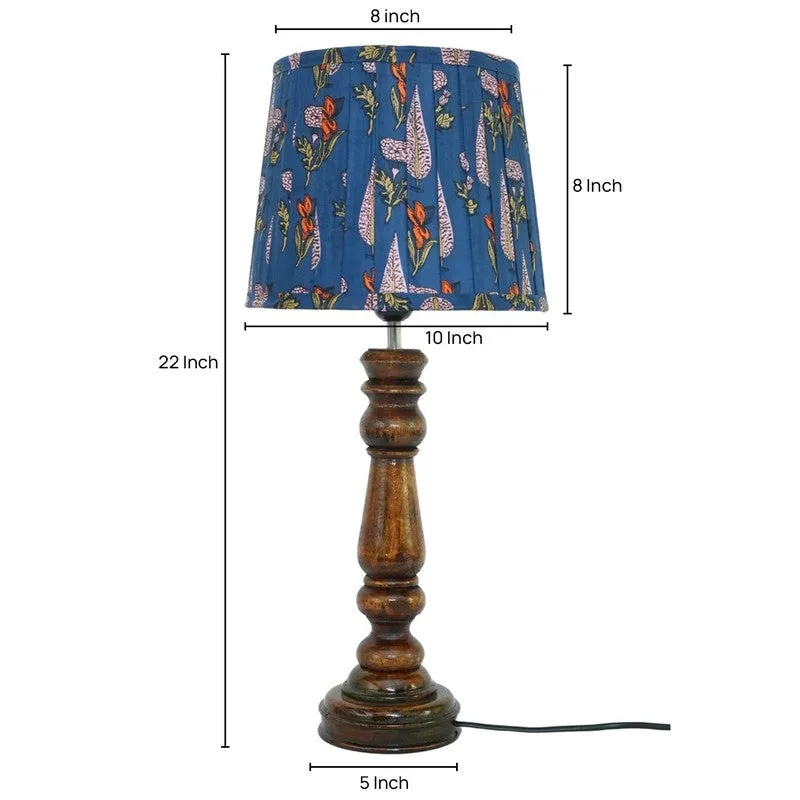 Indigo Whisper Wooden Base Cotton Table Lamp - Multicolor media 5