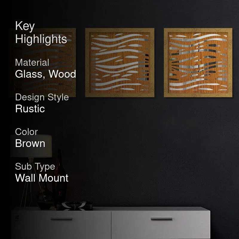Triptych Glass Wall Mirrors With Wooden Frame - Set Of Three media 2