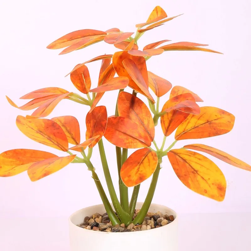 Artificial Schefflera Plants With Pot - Orange media 4