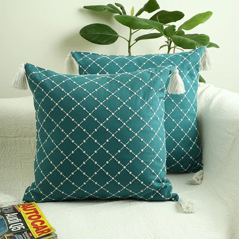 Shanghai Garden Embroidered Cotton Cushion Cover - Set Of Two media 1