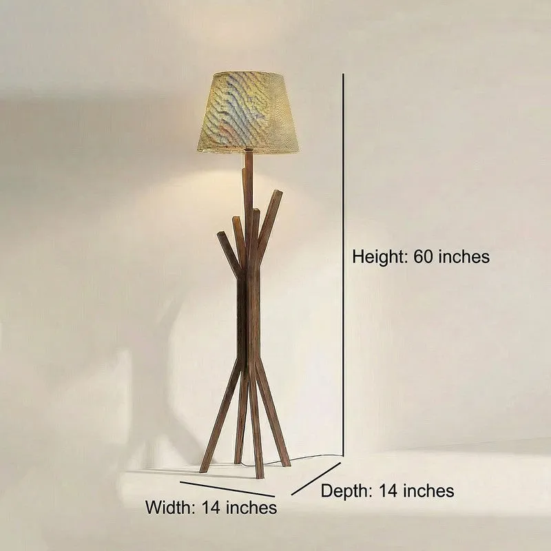 Diora Wooden Floor Lamp With Fabric Shade media 8