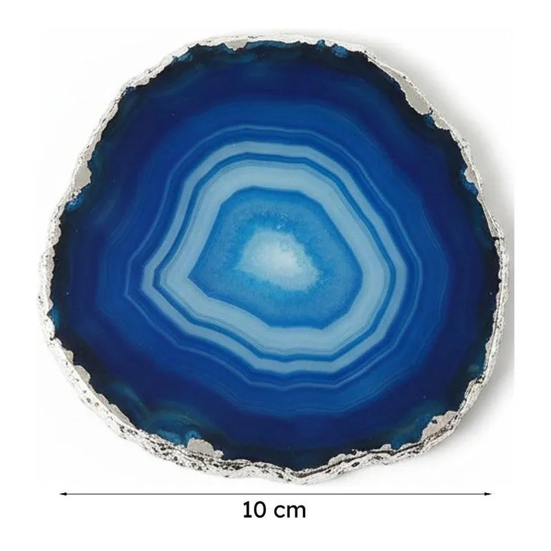 Byrona Handcrafted Crystal Agate Coaster (Blue) - Set Of Two media 6