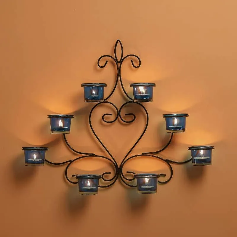 Floral Candle Holder - Blue media 1