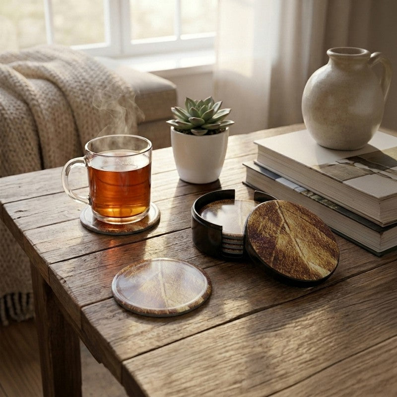 Autumn Gold Melamine Coaster Set - Eight Piece Set