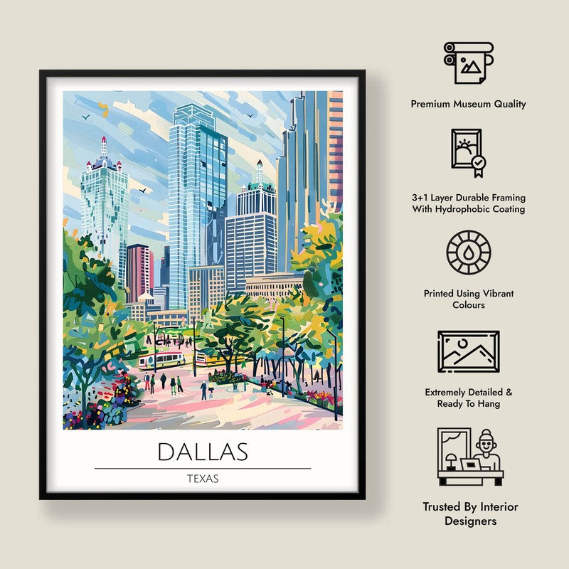 Vintage Dallas Framed Canvas Wall Painting media 8